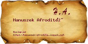 Hanuszek Afrodité névjegykártya